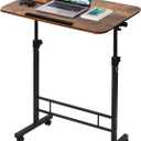 Small Standing Desk Adjustable Height,Rolling Computer Desk,Mobile Standing Desk with Wheels,Portable Stand Up Desk,Tall Computer Table,Adjustable Desktop Sit Stand Desk,Size 31.5x15.7 Inch Brownish C (32'')