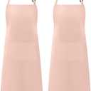Syntus 2 Pack Adjustable Bib Apron Waterdrop Resistant with 2 Pockets Cooking Kitchen Aprons for Women Men Chef (Nude Pink)