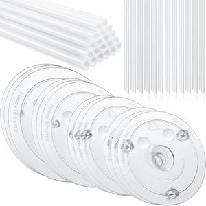 Marsui 68 Pcs Plastic Cake Dowel Rods Set 20 Clear Plastic Dowel Rods12 Stacking and 20 Separator Plates for 4, 6, 8, 10 Inch Cakes
