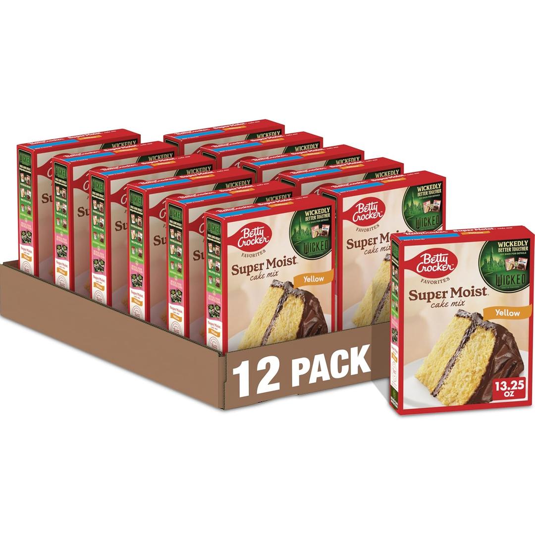 Betty Crocker Favorites Super Moist Yellow Cake Mix, 13.25 oz (Pack of 12) BBD: 07-13-27