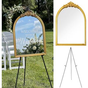 Novabright Wedding Mirror Welcome Sign Welcome to Our Wedding Sign with 1 Set Easel Display Stand for Bridal Shower, Reception Wall Decor, Event Signage, 22.4 x 17.7 inches
