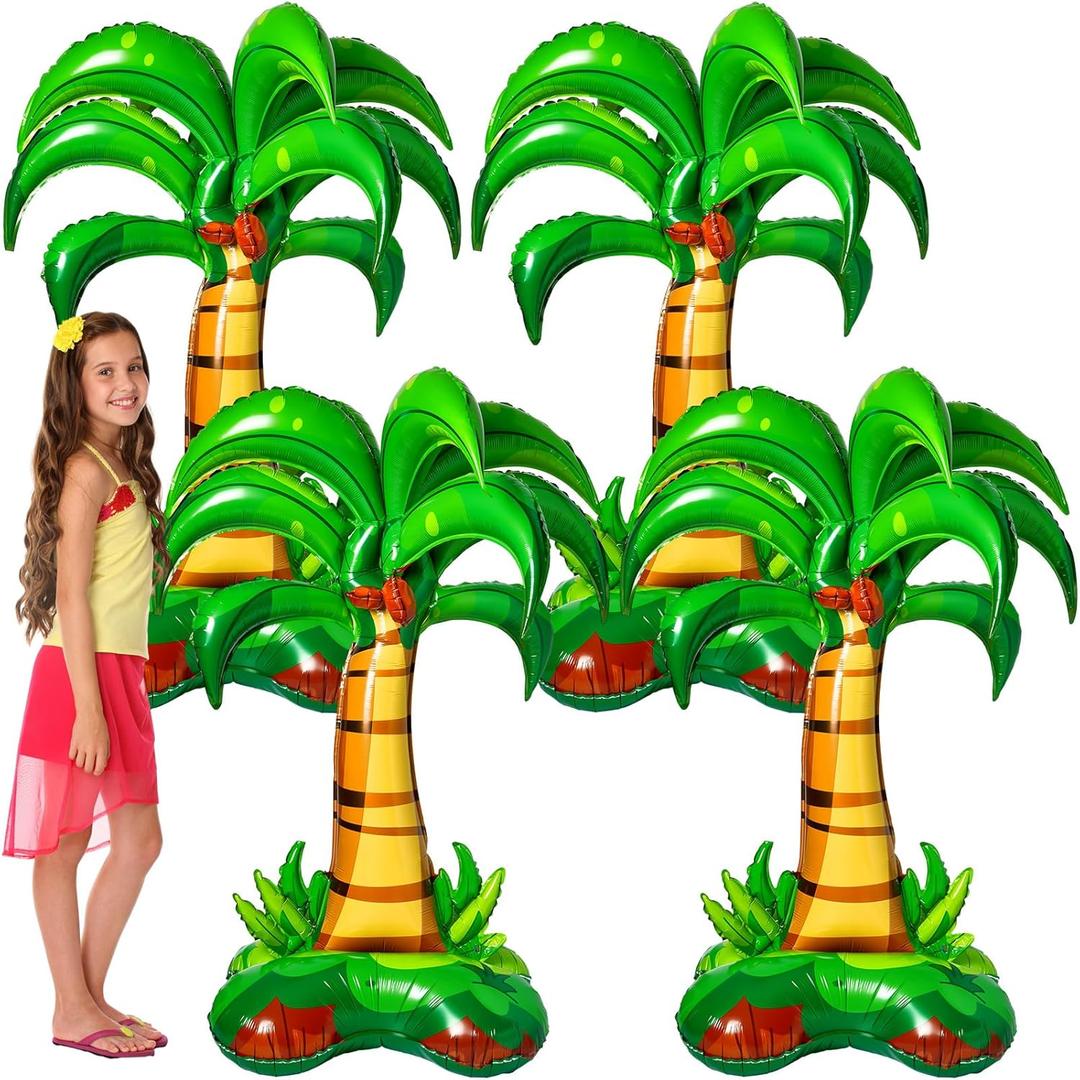 Libima 4 Pcs Inflatable Palm Trees 52 Inch Giant Blow up Palm Tree Hawaiian Party Decorations Tropical Trees for Kids Adults Hawaiian Luau Beach Summer Theme Party Decorations Photo Prop Decor