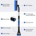 34" Extendable Ice Scrapers for Car Windshield 2-in-1 Snow Brush for Car Snow Scraper for Car Snow Scraper and Drush with Ergonomic Foam Grip for Cars, Trucks, SUVs with 360 Pivoting Brush Head Blue