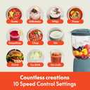 bella 10 Speed Countertop Blender, Juicer & Smoothie Maker, Fits-anywhere Kitchenware, Slim Flip & Store Design, Dishwasher Safe 48oz Capacity Pitcher & Lid, Stainless Steel Blade, 450 Watt, Surf