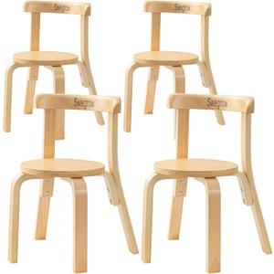Swegrow Wooden Kids Chair, Toddler Chair for Table, Kids Stackable Chairs, Kid Wooden Furniture for Family/Playroom/Classroom Set of 4-Natural Wood
