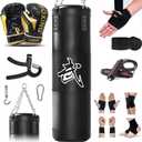Punching Bag for Adults, 4ft Heavy Boxing Bag Set with 12oz Boxing Gloves, MMA Karate Kickboxing Boxing Home Gym Martial Art - Unfilled