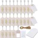 Amylove Bulk Luggage Tags Wedding Favors Adventure Begins Luggage Tags for Guests Travel Tag for Suitcase Bridal Gift 24 Pack (Beige)