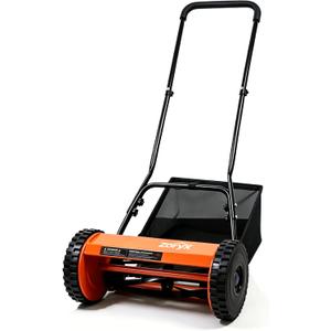 Zoryx 14-Inch 5-Blade Push Reel Lawn Mower, Manual Reel Walk Behind Mower with 5-Position Height Adjustment, Alloy Steel Blades, Quiet, Lightweight, Motorless for Small Yard