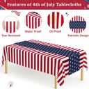 4 Pack 4th of July Tablecloths, 108" x 54" Fourth of July Tablecloth, 250th Anniversay Disposable Tablecloth, Plastic Patriotic Table Cover for Memorial Day Fourth of July Decorations