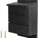 1 Pack 4 Chamber Bat House for Outdoor Big Black Bat Box Large Cedar Four Chamber Wood House for Outside Tree Weatherproof Wooden Shelter Easy to Land and Roost, 14.96"D x 9.84"W x 6.3"H