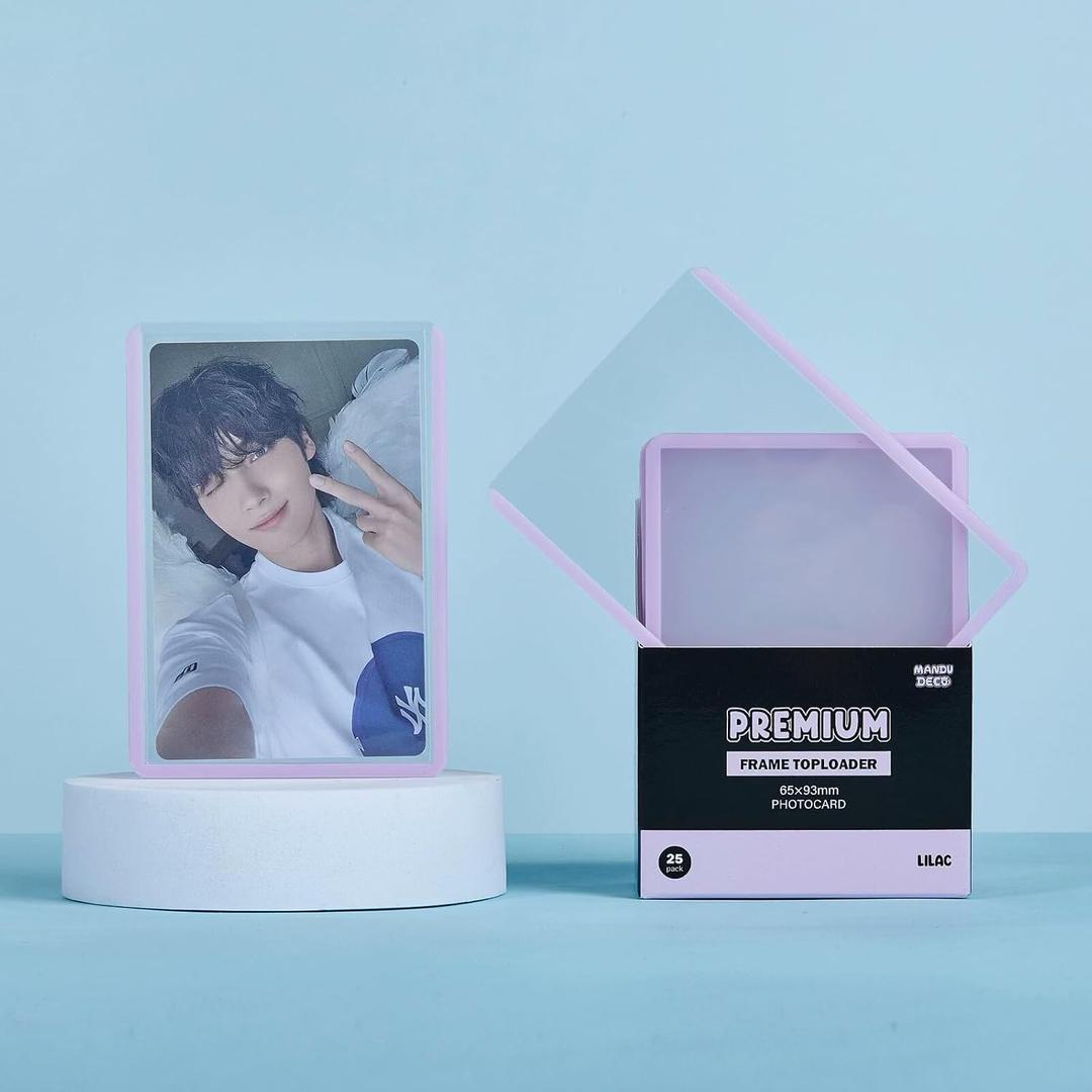 Mandu Deco Colored Border Toploaders for Kpop Album Photocards, 2.5" x 3.5" (Pack of 25) (Lilac)