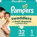 Pampers Swaddlers Diapers, Size 1 (8-14 lbs), 32 Count, Absorbent, Keeps Baby Dry and Comfortable, Skin Safe Disposable Baby Diaper 
