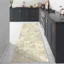 Machine Washable Runner Rug 2x6 Beige Gray Hallway Neutral Indoor Accent Modern Abstract Kitchen Low Pile Carpet Non Slip Distressed Throw Area Rug Living Room Bedroom Office Dining Room (2' x 6' (Runner), Abstract Beige Grey Multi)