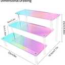 Acrylic Display Stand, 2 PCS 3 Tier Iridescent Display Risers for Funko POP Figures, 9" Cupcakes Stand, Perfume Organizer, Riser for Display, Dessert Stand, Ornament Display Stand