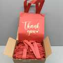 SilTriangle 50 Pcs Thank You Gift Bags with Handles Bulk Thank You Reusable Non Woven Bags Bridesmaid Souvenir Handbags for Valentine's Day Wedding Easter Graduation(10 x 8 x 4 Inch,Red)