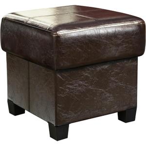 GLAXYFUR Storage Ottoman Cube Folding Footstool PU Leather Bench with Legs, Ottoman with Storage for Living Room, Bedroom, Brown (15.7" Brown)