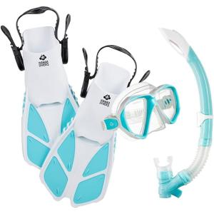 Hawaii Divers Orca Jr Snorkel Set-Includes Mask, Snorkel, Fins & Carry Bag Size S/M 4 1/2- 8 1/2