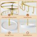 LANDNEOO Necklace Holder Jewelry Organizer, 360 Rotating 3-Tier Jewelry Stand Display, 14.3" Holds 80 Pcs, Earring Holder, Bracelet Ring Holder, Jewelry Organizer and Storage For Women Vanity Dresser