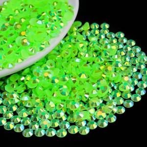 2000PCS 5mm Resin Flatback Rhinestone, Peridot AB Color Flatback Jelly Resin Rhinestones for Mugs, Bottles, Tumblers, Craft Decoration, Loose Bling Glitter Diamond Stone