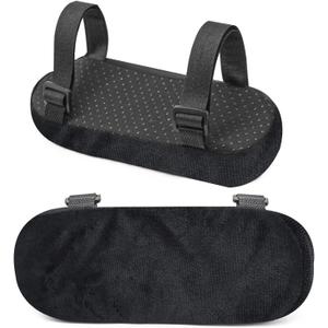 Set of 2 Soft Office Chair Arm Covers Memory Foam, Elbow Support Wheelchair Armrest Pads, Chair Arm Rest Pads Cushions for Computer Gaming Desk Chairs Forearms Pressure Relief, Black