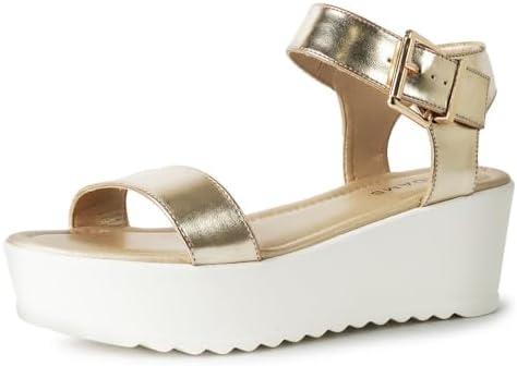 J.Adams Surf Platform Sandals – Women\'s Open Toe Chunky Low Mid Heel Wide Summer Block Flatform Espadrille Wedge – Comfortable Casual Walking Vegan Jelly Flat Shoes with Adjustable Ankle Strap and Lug Sole Size 8\'5