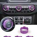 Savadicar HVAC Climate Control Panel Knob Trim Kit & Light Control Switch Cover, Air Conditioner Knob Aluminum Alloy Ring for 2018-2024 Jeep Wrangler JL JLU & Gladiator JT, Interior Accessories,Purple