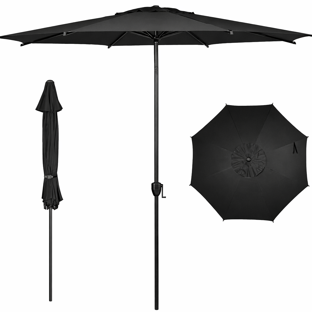 Abba Patio 11FT Lyon Outdoor Patio Umbrella Outdoor Table Umbrella with Push Button Tilt and Crank Market Umbrella 8 Sturdy Ribs UV Protection Waterproof for Garden Deck Backyard Pool Black