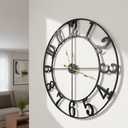 Zabiki 30 Inch Large Wall Clock Modern, Vintage Farmhouse Decorative Black Metal Wall Clock for Living Room Decor, Xmas, Birthday Gift