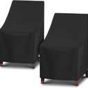 Arcedo High Back Patio Chair Cover 2 Pack, Waterproof Outdoor Weatherproof Chairs Covers for Stackable Dining Furniture Seating - 27W x 30D x 42H, Black