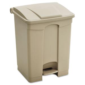 Safco Step On Plastic Can with Foot Pedal, 23 Gallon Garbage Can for Kitchen, Indoor or Outdoor Use, Hands Free, Tan
