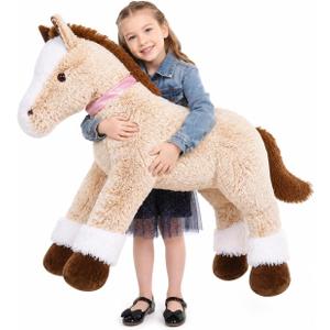 MaoGoLan Giant Horse Stuffed Animal, Large Horse Plush Toy for Girl Kid Boy, Realistic Stuffed Pony Plush Pillow for Mother's Day Birthday Gift Baby Shower Party Favor Decor, 47 inches, Brown