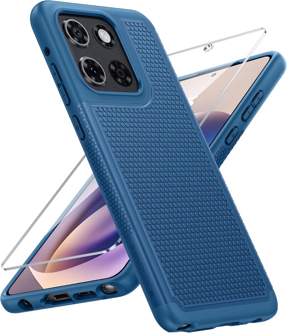 FNTCASE for Moto G Stylus 2026/2025 Case: Motorola G Stylus 2025 Case 14FT Military Grade Drop Protection with Screen Protector Shockproof Non-Slip Matte Dual Layer Phone Cover - 6.7 inch (Blue)