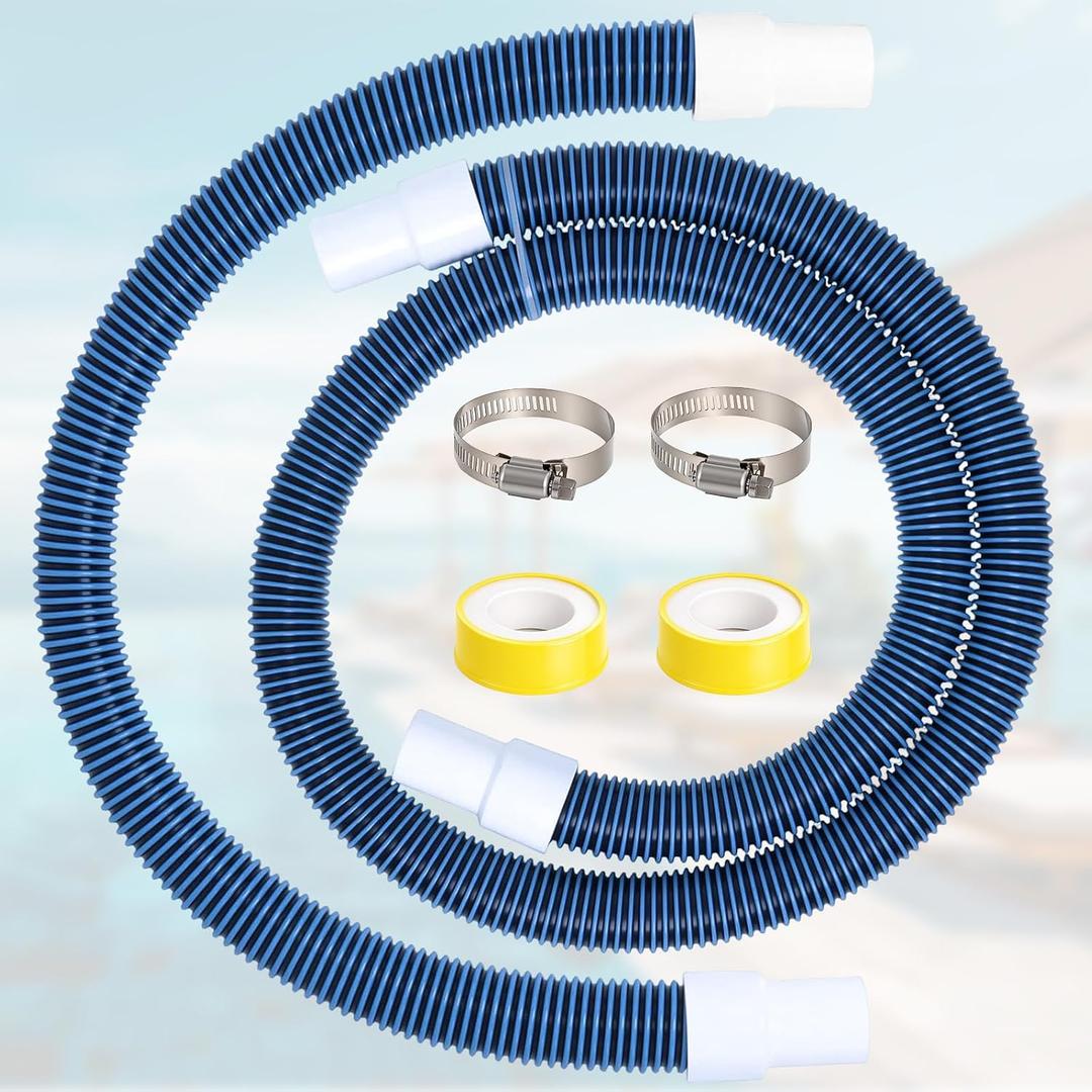1 1/2" Swimming Pool Filter Hose for Above Ground Swimming Pool Vacuums with Hose Clamp 3FT 6FT (2 set)