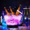 Umigy 10 Pcs LED Ice Buckets 2l Clear Plastic Beer Buckets with LED Light RGB Colors Changing Cooler Ice Container with Stand for Party Home Bar Ktv Clubs