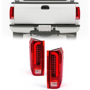 KUAFU LED Tail Light Assembly Compatible with 1990-1997 Ford F150/250/350/Bronco/Super Duty Compatible with Styleside Models Only LED Tube Bar 3D Brake Light Lamps Pair - Red Lens