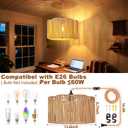 Hanging Lamps Rattan Pendant Light Hanging Lights 16.4ft Plug in Cord Pendant Light Fixture Plug Into Wall Outlet Pendant Lighting with On Off Switch for Bedroom Living (Cylindrical Flower Shade), 12.6 Inch - Flower Shade
