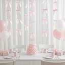 Taobary 8 Pcs 6.6 ft Bow Garland, Satin Ribbon Bow Banner Coquette Hanging Ornament for Photo Backdrop Birthday Party Wedding Bridal Baby Shower Wall Decorations(Pink,1 Inch)