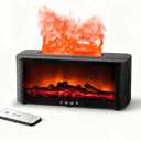 Fireplace Flame Aromatherapy Diffuser, 250ml Ultrasonic Cool Mist Humidifier with Remote Control, 7 Colors Firelight Essential Oil Diffuser for Home and Office (Black)