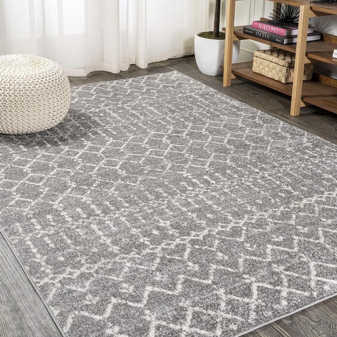JONATHAN Y Boho Vintage Diamond Gray/Ivory Indoor Area Rug 3X5 ft, Moroccan Hype for Living Room, Bedroom, Kitchen, Office, Easy-Cleaning, High Traffic, Pet-Friendly, Non-Shedding (MOH101C-3)
