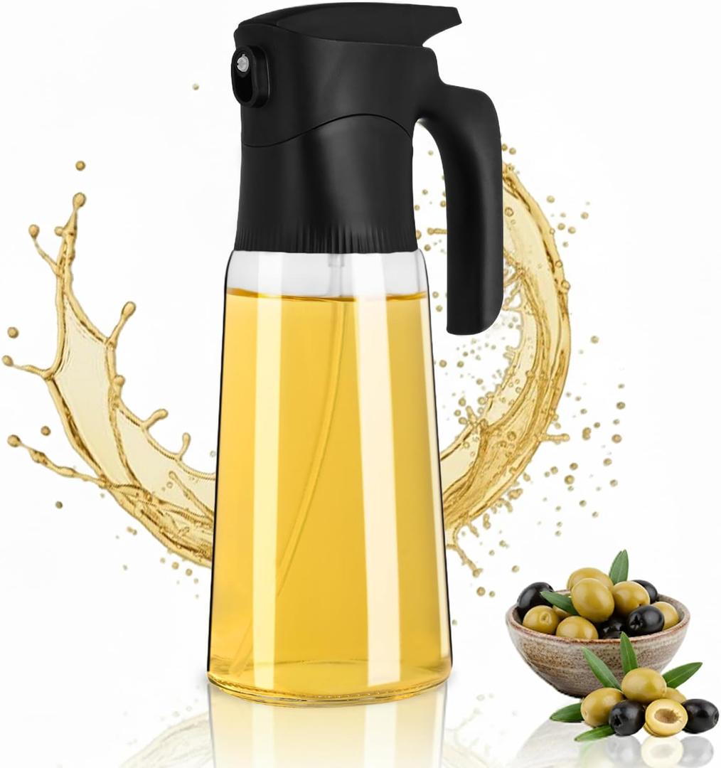 300ml Black Glass Olive Oil Spray Bottle, (only supports spray use), Precise Dosage Control, Ideal for Kitchen, Air Fryer, Salads, Frying & Grilling.(Black)