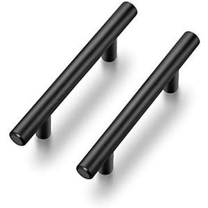 Ravinte 9 Pack 6-3/8 inch Cabinet Pulls Matte Black Stainless Steel Kitchen Cupboard Handles Cabinet Handles 4” Hole Center