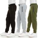 PURE CHAMP 3Pk Boys Sweatpants Fleece Athletic Workout Kids Clothes Boys Joggers with Zipper Pocket and Drawstring Size 4-20 (Small, Set3)