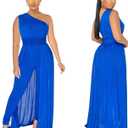 chicyes Women's Jumpsuits Dressy Date Night Rompers Long Sleeve Bodycon Pants Birthday Party Outfits Clothes (Blue, XL)