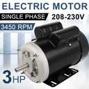 3HP Electric Motor, Farm Duty Motor, Single Phase Motor 3450RPM 208-230V 56 Frame 5/8" Shaft Diamater,1.88" Shaft Length, 60HZ CW/CCW TEFC 2 Pole
