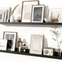 Fun Memories Picture Ledge Shelves Set of 2, 36 Inch Rustic Wall Mounted Floating Shelves with Lip for Home Storage and Dcor in Bathroom, Kitchen, Nursery, Bedroom, Living Room, Black (36inch)