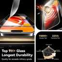 2 x Toughest 9H+ Glass for iPhone 16 Pro Max Screen Protector [Military Grade Shatterproof][Full Coverage Protection] HD Screen Protector iPhone 16 Pro Max Top Durable Tempered Glass, 2 Packs