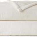 Berkshire Full/Queen Fleece Blanket Fluffy, Soft, Warm, Cozy Bed Blankets for Bedroom Decor, Plush, Thick, Fuzzy, Oversized Throw for Bed, Chair, or Outdoor, 90-inch x 90-inch, Ivory White