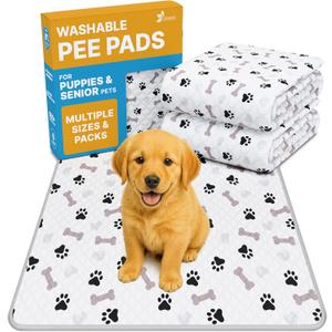 GREEN LIFESTYLE Washable Pee Pads for Dogs - Waterproof Reusable Puppy Pads with Anti-Slip Backing, Pet Training Pad for Puppy Playpen, Crate, Whelping Box, Potty Training (Pack of 2 - 30x34)