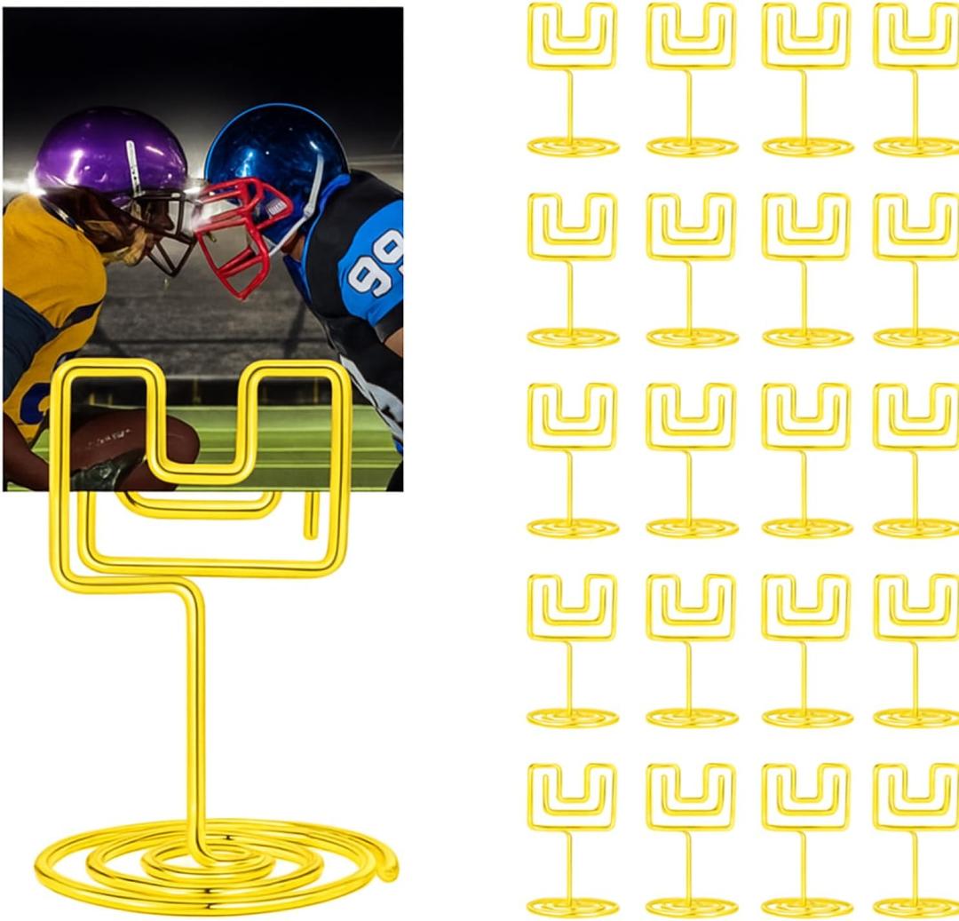 24 Pcs Football Centerpieces for Table Football Goal Post Decoration 1.97 Inch Picture Holder Party Table Number Holders Picture Display Stands for Sports Themed Birthday Party Supplies