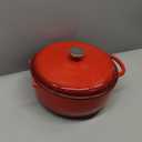 Lodge 7.5 Quart Enameled Cast Iron Dutch Oven with Lid  Dual Handles  Oven Safe up to 500 F or on Stovetop - Use to Marinate, Cook, Bake, Refrigerate and Serve  Island Spice Red